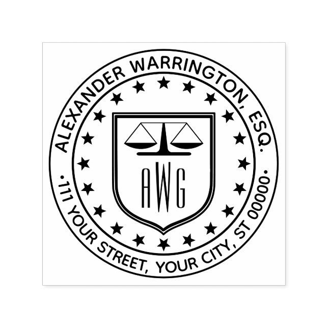 Advokatskalor #3 Law Namn Adress Självfärgande Stämpel (Design)