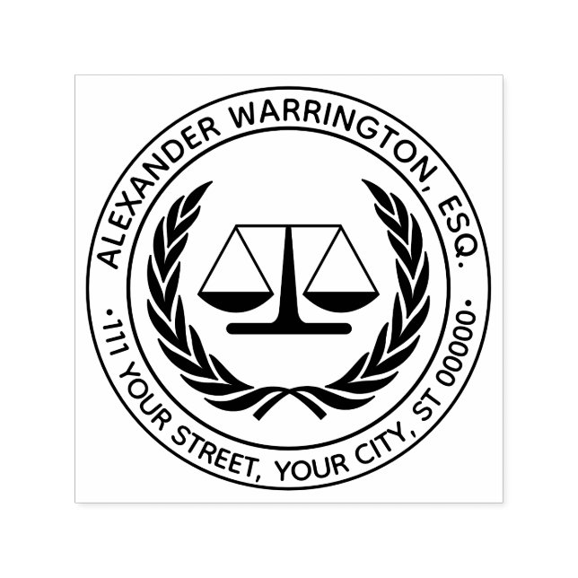 Advokatskalor #4 Law Namn Adress Självfärgande Stämpel (Design)