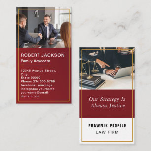 Advyer Guld Justice Attorney of Law Red Visitkort