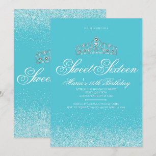 Adworthy Aqua Glitter, Sweet 16 inbjudningar