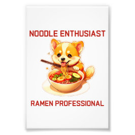 Adworthy Corgi Enjoying Ramen Sticker Fototryck