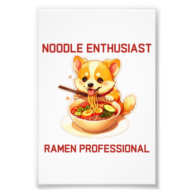 Adworthy Corgi Enjoying Ramen Sticker Fototryck (Framsidan)