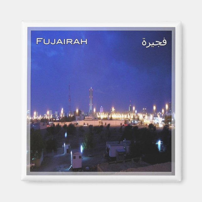 AE036 FUJAIRAH a view at night, UAE, Asia, Fridge Magnet (Framsidan)