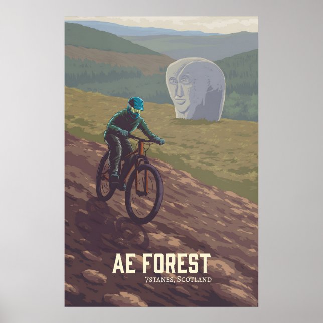 Ae Forest Mountain Biking Travel Poster (Framsidan)