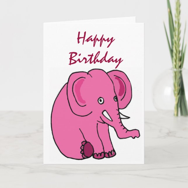 AE- Funny Elephant Birthday Card Kort (Framsida)