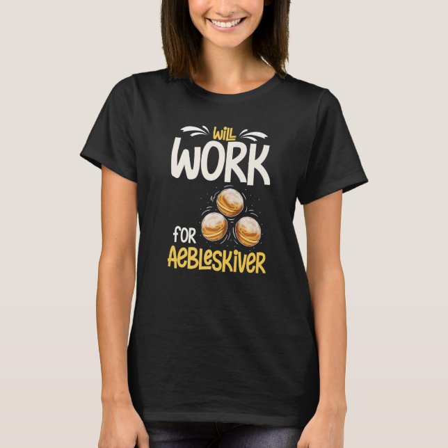 Aebleskiver Pancake Pan Recipe Mix Maker Danish T Shirt (Framsida)
