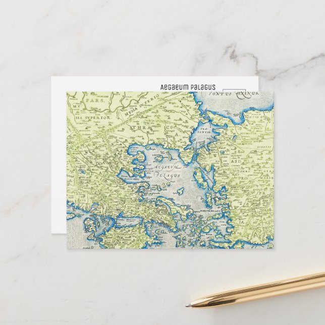 Aegaeum Pelagus Ancient World Map Vykort (Fram/Back In Situ)