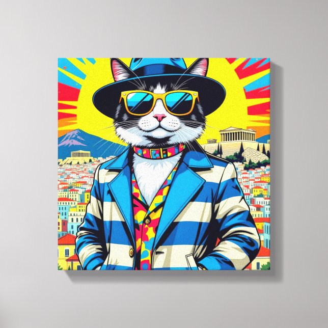 AEGEAN CAT-BIG CITY CAT CANVASTRYCK (Framsida)