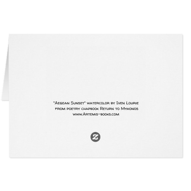 Aegean solnedgångvattenfärgkort hälsningskort (Baksidan Horizontal)