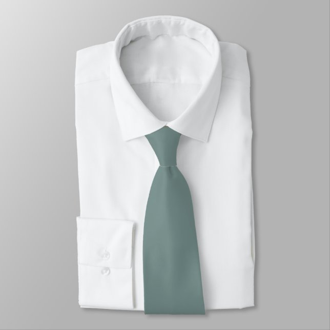 Aegean Teal Blue Grönt Grått Solid Färg Design Slips (Bunden)