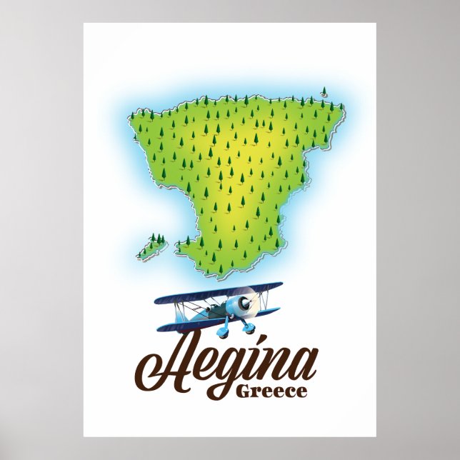 Aegina Grekland ö karta Poster (Framsidan)