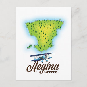Aegina Grekland ö karta Vykort