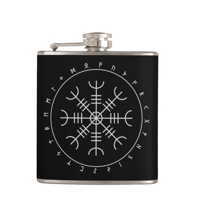 Aegishjalmr Runes Flask (vinylvrappad) Fickplunta (Framsidan)