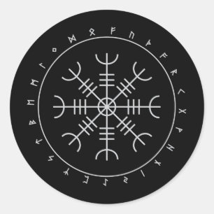 Aegishjalmr Runes Stickers (Rund) Runt Klistermärke