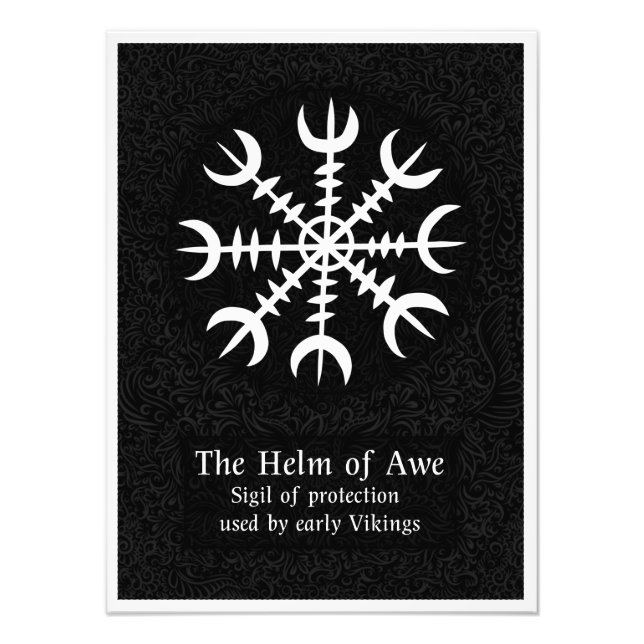 AEgishjálmr - Viking Helm of Awe Norse Protection Fototryck (Framsidan)