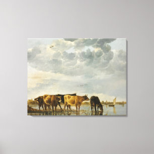 Aelbert Cuyp - Kor i en flod Canvastryck