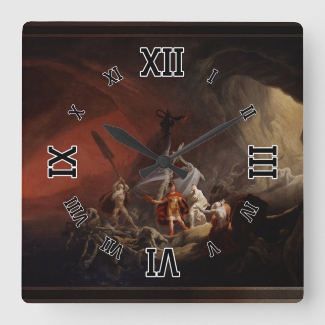 Aeneas och Sibyl Old Masters Reproduction Fyrkantig Klocka (Framsida)