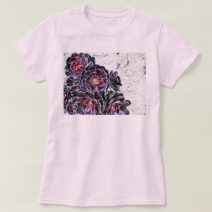 Aeoniumblomma på torra stenar tee shirt