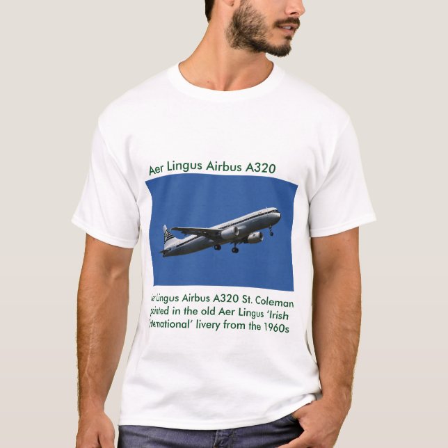 Aer Lingus Airbus A320-bild för manar t-shirt (Framsida)