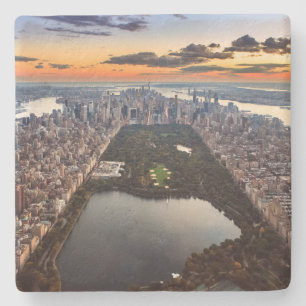 Aeralvy över Central Park vid Sunset Stenunderlägg