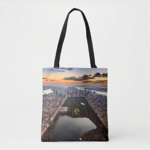 Aeralvy över Central Park vid Sunset Tygkasse