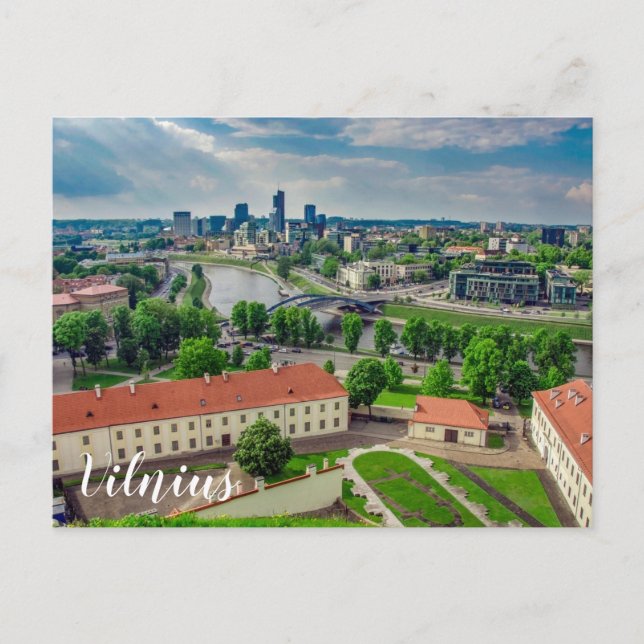 Aereriellt utseende av Vilnius, Litauens vykort (Framsida)