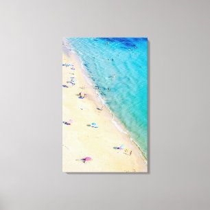 Aerial Beach Photo, Turquise Lodrät Canvas