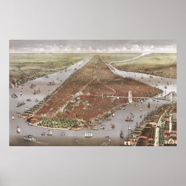 Aerial City View of Manhattan, New York, USA Poster (Framsidan)