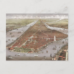 Aerial City View of Manhattan, New York, USA Vykort
