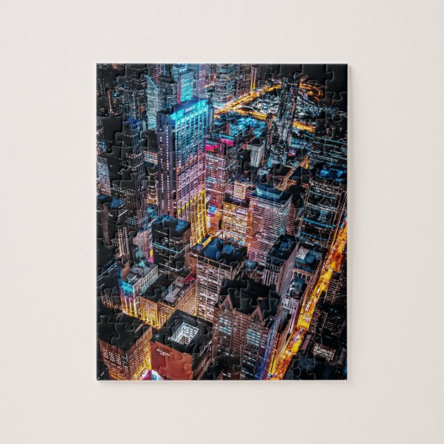 Aerial Cityscape på natten Pussel (Vertikal)