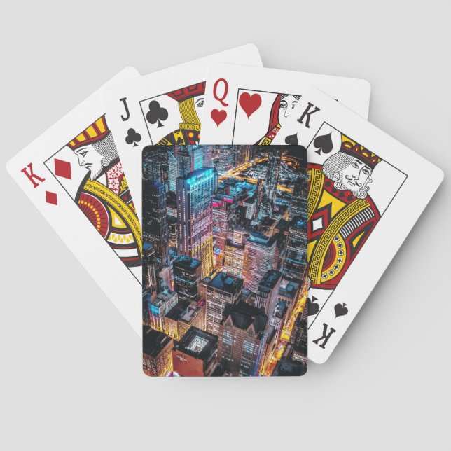 Aerial Cityscape View på natten Casinokort (Baksidan)