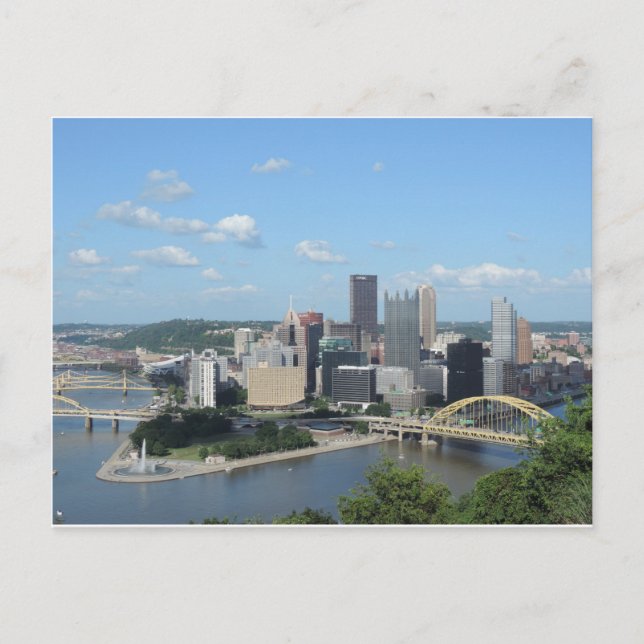 Aerial Downtown Pittsburgh Skyline Vykort (Framsida)