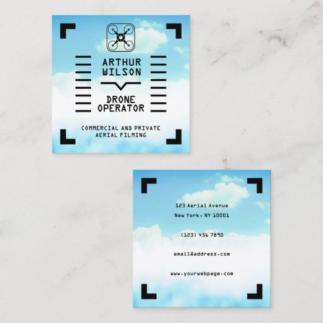 Aerial filming HUD view drone Fyrkantigt Visitkort (Fram/baksida)