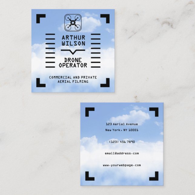 Aerial filming HUD view drone Fyrkantigt Visitkort (Fram/baksida)