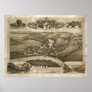 Aerial Karta Valley Forge PA Pennsylvania Poster