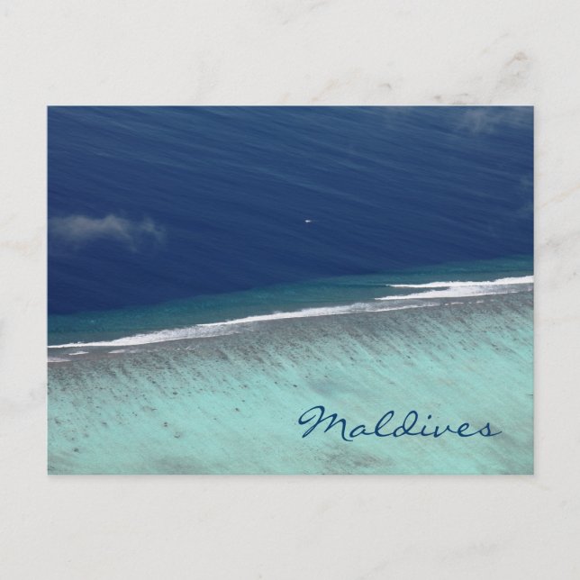 Aerial Maldives coral reef Postcard Vykort (Framsida)
