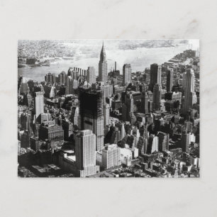Aerial Manhattan Black & White Photograph Vykort