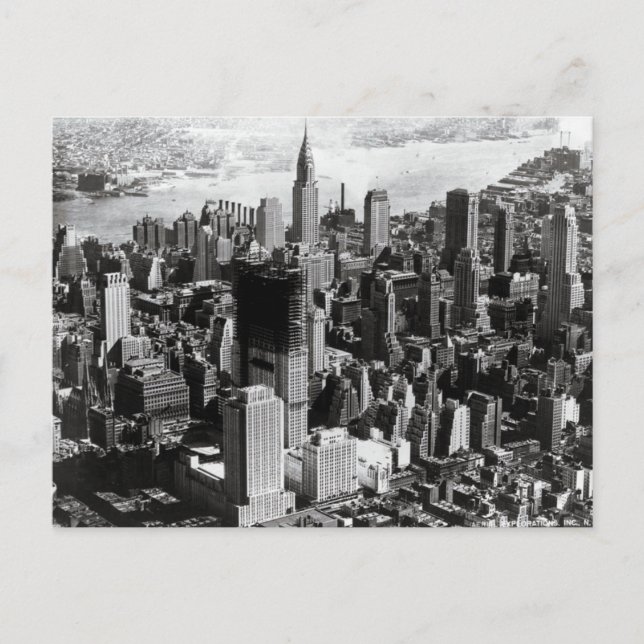 Aerial Manhattan Black & White Photograph Vykort (Framsida)