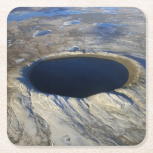 Aerial Pingualuit Crater, Quebec, Kanada. Underlägg Papper Kvadrat