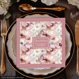 Aerial Pink and Gold Napkins Ethereal Monogram Pappersservett