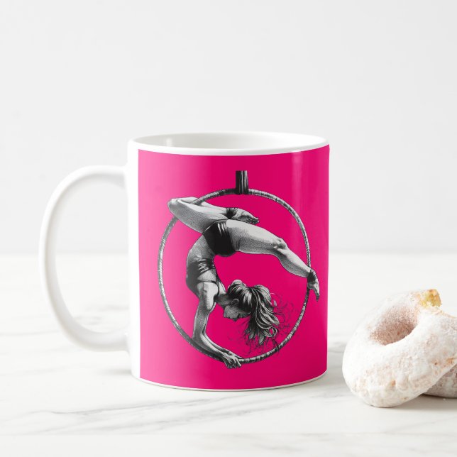 Aerial Ring Lyra Anpassade Namn Rosa Kaffemugg (Med munk)