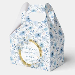 Aerial Romantic Bohemian Pastel Blue Guld Bröllop Presentaskar