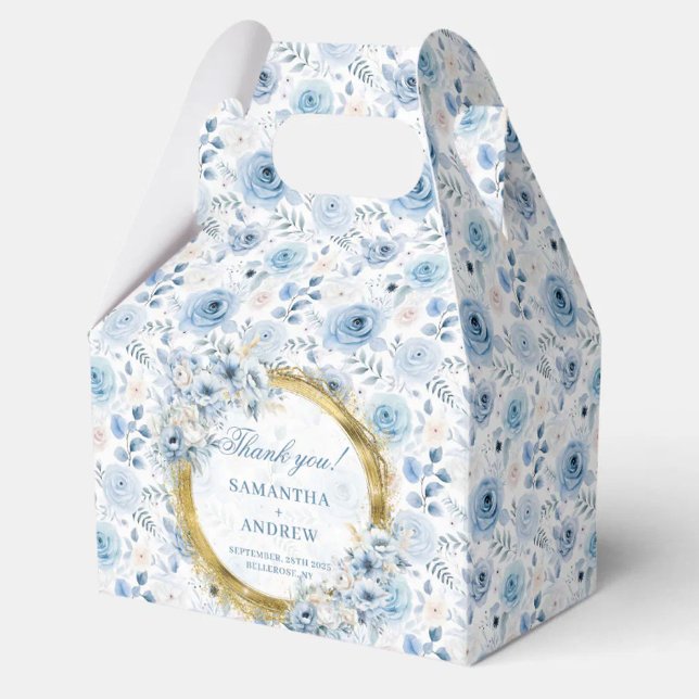 Aerial Romantic Bohemian Pastel Blue Guld Bröllop Presentaskar (Aerial Romantic Bohemian Pastel Blue Gold Wedding Favor Boxes)