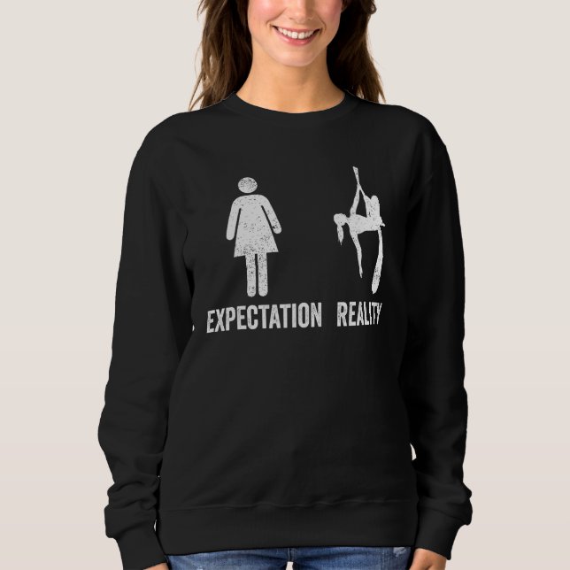 Aerial Silk Aerialist Expectation Reality T Shirt (Framsida)