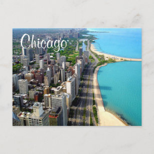 Aerial View Chicago Illinois Travel Post Card Vykort