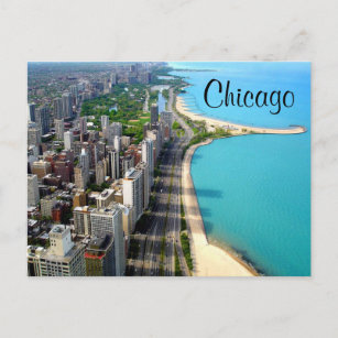 Aerial View Chicago Illinois Travel Post Card Vykort