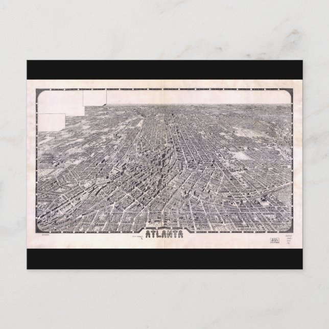 Aerial View Karta of Atlanta Georgia (1919) Vykort (Framsida)