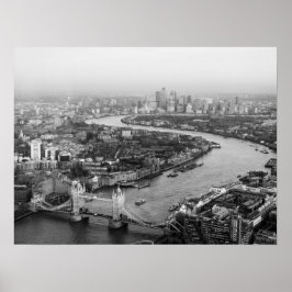 Aerial View London med Torn Bridge River Thames Poster