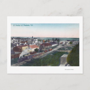 Aerial View of a Portion of CityModesto, CA Vykort
