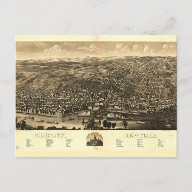 Aerial View of Albany, New York (1879) Vykort (Framsida)